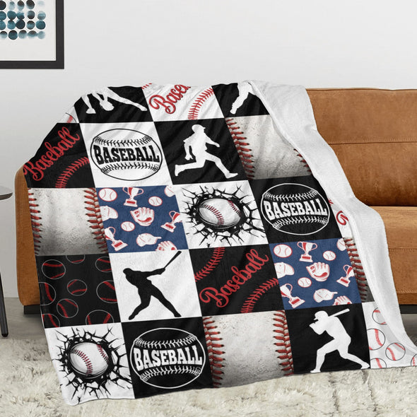 Baseball Pattern Blanket Fleece Throw Blanket Super Soft Warm Gifts for Baby Girls Boys Kids Mom Grandma Room Decor