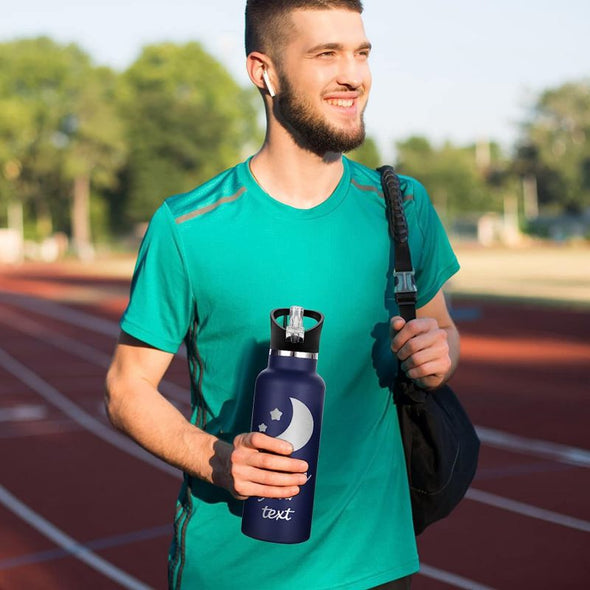 Personalized Water Bottles 12oz/26oz Bulk, Custom Sports Insulated Stainless Steel Bottle Engraved Logo Name for School Kids Adult