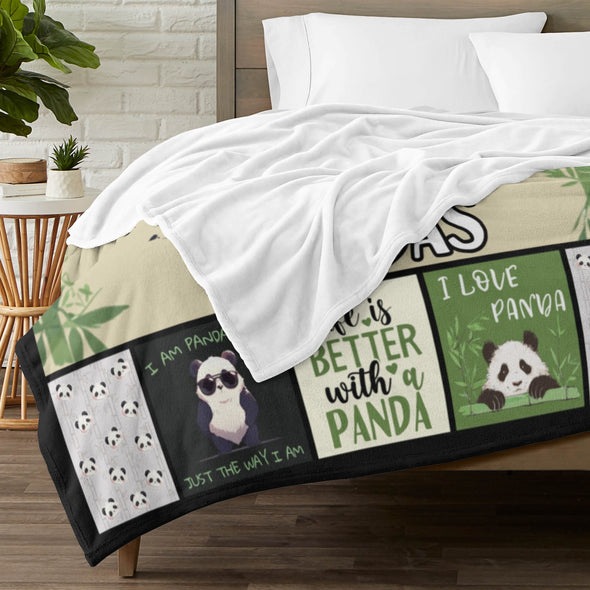 Panda Pattern Blanket Fleece Throw Blanket Super Soft Warm Gifts for Baby Girls Boys Kids Mom Grandma Room Decor