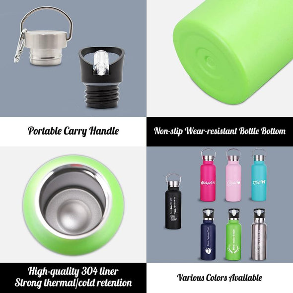 Personalized Water Bottles 12oz/26oz Bulk, Custom Sports Insulated Stainless Steel Bottle Engraved Logo Name for School Kids Adult