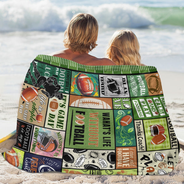 Football Pattern Blanket Fleece Throw Blanket Super Soft Warm Gifts for Baby Girls Boys Kids Mom Grandma Room Decor