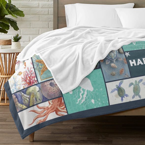 Turtle Pattern Blanket Fleece Throw Blanket Super Soft Warm Gifts for Baby Girls Boys Kids Mom Grandma Room Decor