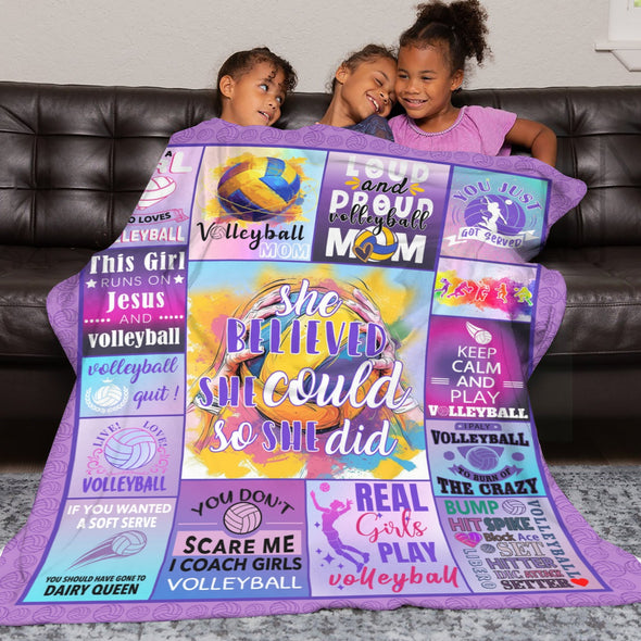 Volleyball Pattern Blanket Fleece Throw Blanket Super Soft Warm Gifts for Baby Girls Boys Kids Mom Grandma Room Decor