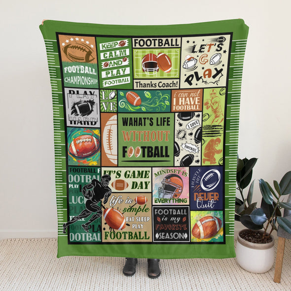 Football Pattern Blanket Fleece Throw Blanket Super Soft Warm Gifts for Baby Girls Boys Kids Mom Grandma Room Decor