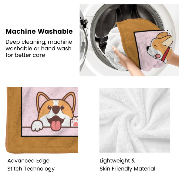 Corgi Blanket Fleece Throw Blanket Super Soft Warm Gifts for Baby Girls Boys Kids Mom Grandma Room Decor