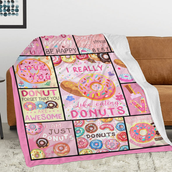Donut Pattern Blanket Fleece Throw Blanket Super Soft Warm Gifts for Baby Girls Boys Kids Mom Grandma Room Decor