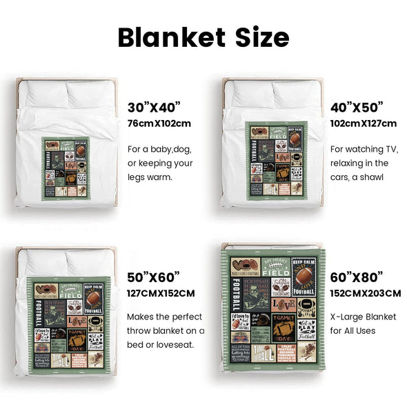 Football Pattern Blanket Fleece Throw Blanket Super Soft Warm Gifts for Baby Girls Boys Kids Mom Grandma Room Decor