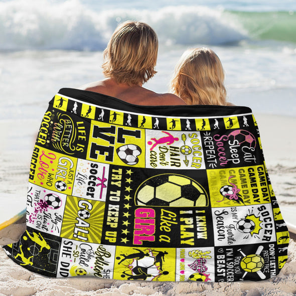 Soccer Blanket, Soccer Sports Themed Throw, Soft Nap Throw Blanket for Home Boys Girls Women Men Soccer Lovers Gifts