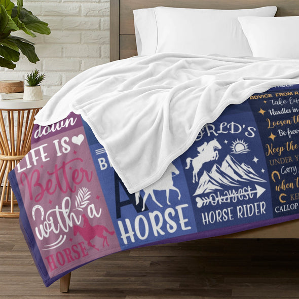 Horse Blanket Gift for Women Girl Who Loves Horses for Sofa Couch Bed Room Birthday Decor Bed Travel