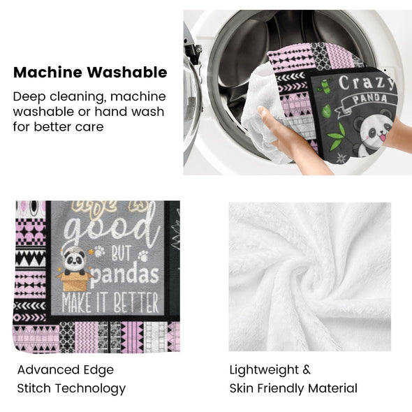 Panda Pattern Blanket Fleece Throw Blanket Super Soft Warm Gifts for Baby Girls Boys Kids Mom Grandma Room Decor