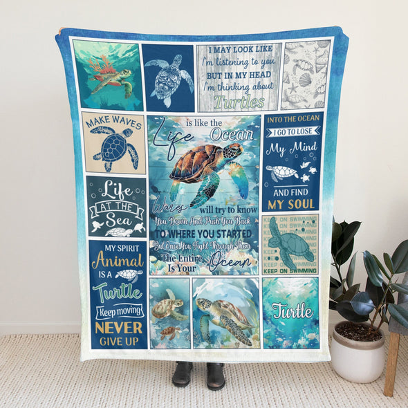 Turtle Pattern Blanket Fleece Throw Blanket Super Soft Warm Gifts for Baby Girls Boys Kids Mom Grandma Room Decor
