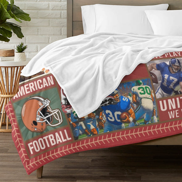 Football Pattern Blanket Fleece Throw Blanket Super Soft Warm Gifts for Baby Girls Boys Kids Mom Grandma Room Decor