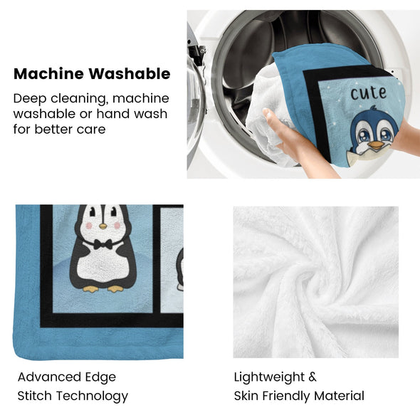 Penguin Blanket Fleece Throw Blanket Super Soft Warm Gifts for Baby Girls Boys Kids Mom Grandma Room Decor