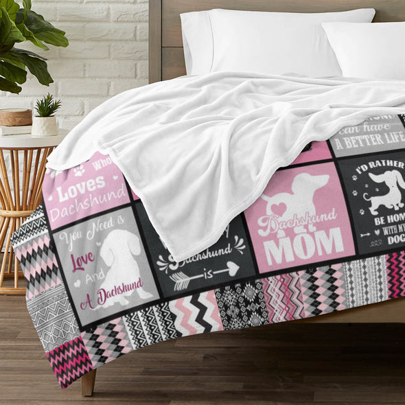 Dachshund Pattern Blanket Fleece Throw Blanket Super Soft Warm Gifts for Baby Girls Boys Kids Mom Grandma Room Decor