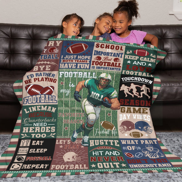Football Pattern Blanket Fleece Throw Blanket Super Soft Warm Gifts for Baby Girls Boys Kids Mom Grandma Room Decor