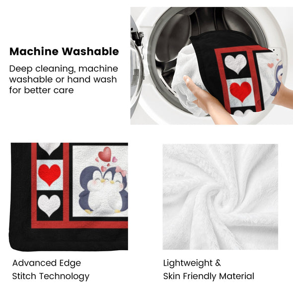 Penguin Blanket Fleece Throw Blanket Super Soft Warm Gifts for Baby Girls Boys Kids Mom Grandma Room Decor