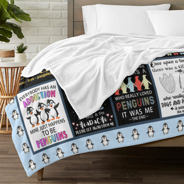 Penguin Blanket Fleece Throw Blanket Super Soft Warm Gifts for Baby Girls Boys Kids Mom Grandma Room Decor