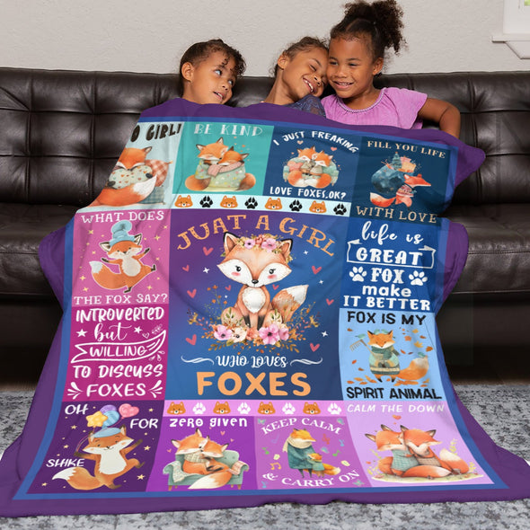 Fox Pattern Blanket Fleece Throw Blanket Super Soft Warm Gifts for Baby Girls Boys Kids Mom Grandma Room Decor