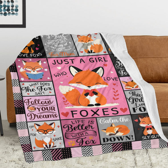 Fox Pattern Blanket Fleece Throw Blanket Super Soft Warm Gifts for Baby Girls Boys Kids Mom Grandma Room Decor