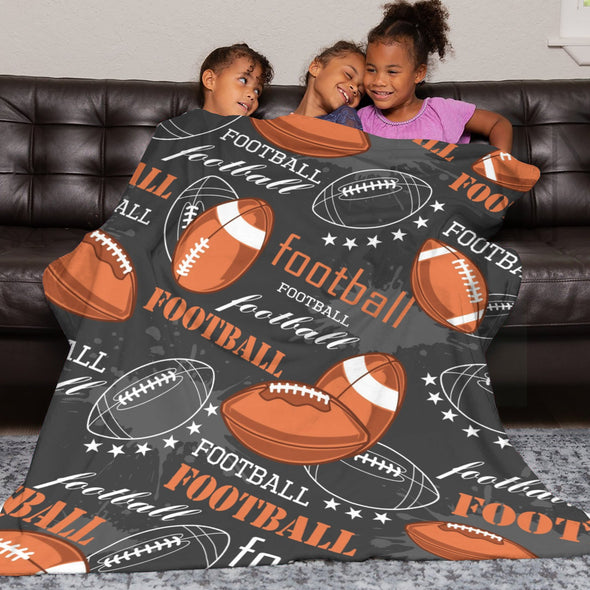 Football Pattern Blanket Fleece Throw Blanket Super Soft Warm Gifts for Baby Girls Boys Kids Mom Grandma Room Decor