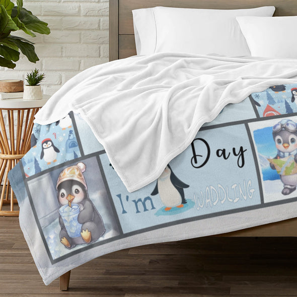 Penguin Blanket Fleece Throw Blanket Super Soft Warm Gifts for Baby Girls Boys Kids Mom Grandma Room Decor