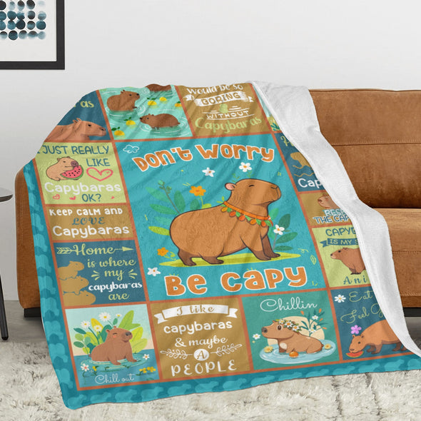Capybara Pattern Blanket Fleece Throw Blanket Super Soft Warm Gifts for Baby Girls Boys Kids Mom Grandma Room Decor