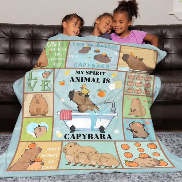 Capybara Pattern Blanket Fleece Throw Blanket Super Soft Warm Gifts for Baby Girls Boys Kids Mom Grandma Room Decor