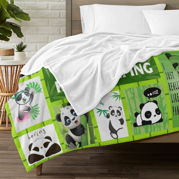 Panda Pattern Blanket Fleece Throw Blanket Super Soft Warm Gifts for Baby Girls Boys Kids Mom Grandma Room Decor