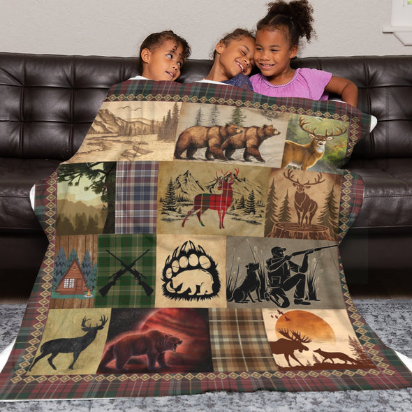 Deer Pattern Blanket Fleece Throw Blanket Super Soft Warm Gifts for Baby Girls Boys Kids Mom Grandma Room Decor