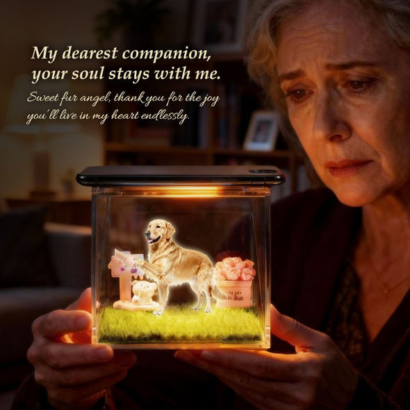 Personalized Dog Memorial Gifts 3D Projection Pet Holographic Digital House Custom with Name Dates for Cat Dog Lovers Desktop Ornaments Decor