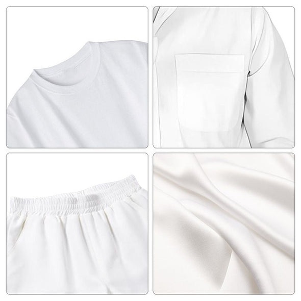 Personalized Pajamas with Face Photo Pet Pictures Custom Short Sleeves Pjs for Women Men Christmas Gift