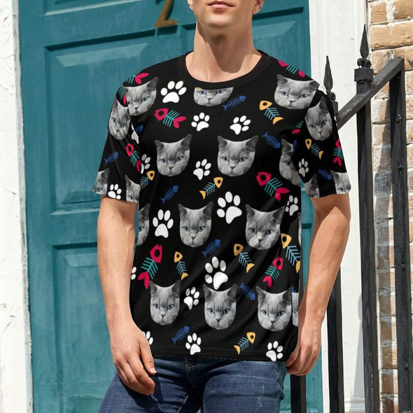 Custom T Shirts Design Your Own Photo Personalized Pet Face Short Sleeve for Men Valentine