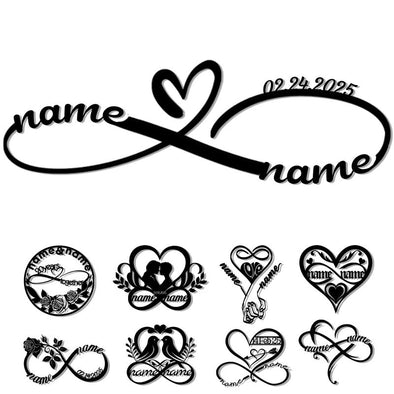 Personalized Wedding Gifts for the Couple Custom Metal Infinity Wall Art Sign Decor with Name and Date Anniversary Valentines Day Gifts
