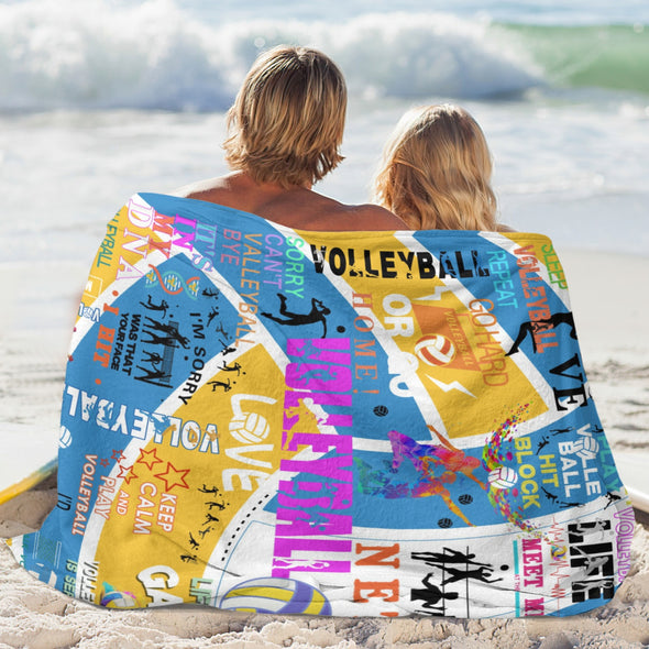Volleyball Pattern Blanket Fleece Throw Blanket Super Soft Warm Gifts for Baby Girls Boys Kids Mom Grandma Room Decor