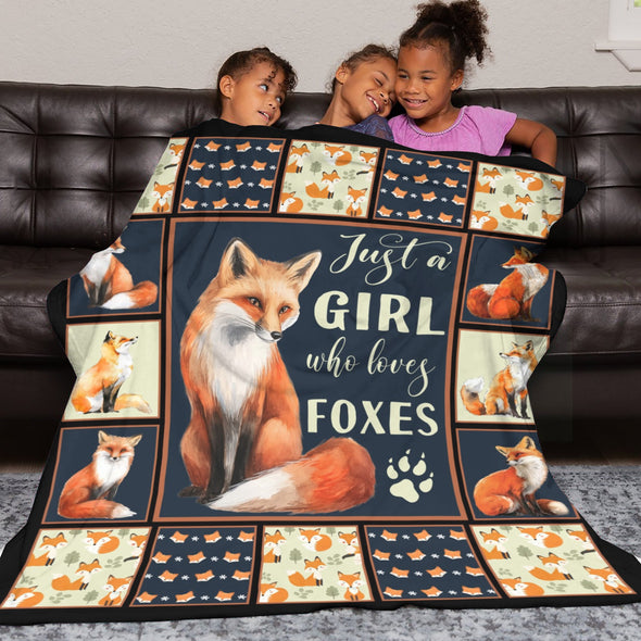 Fox Pattern Blanket Fleece Throw Blanket Super Soft Warm Gifts for Baby Girls Boys Kids Mom Grandma Room Decor