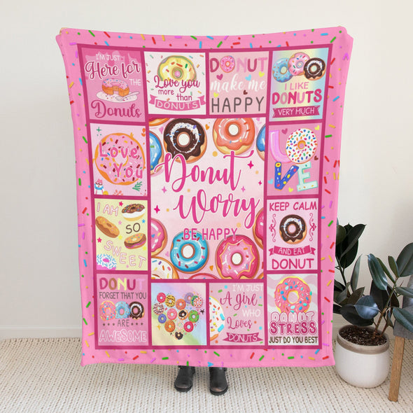 Donut Pattern Blanket Fleece Throw Blanket Super Soft Warm Gifts for Baby Girls Boys Kids Mom Grandma Room Decor
