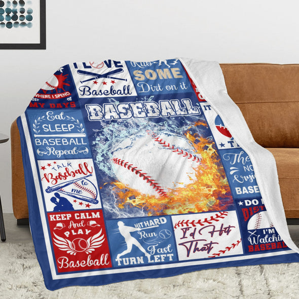 Baseball Pattern Blanket Fleece Throw Blanket Super Soft Warm Gifts for Baby Girls Boys Kids Mom Grandma Room Decor