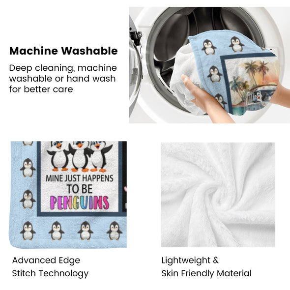 Penguin Blanket Fleece Throw Blanket Super Soft Warm Gifts for Baby Girls Boys Kids Mom Grandma Room Decor