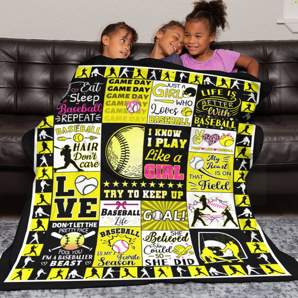 Baseball Pattern Blanket Fleece Throw Blanket Super Soft Warm Gifts for Baby Girls Boys Kids Mom Grandma Room Decor