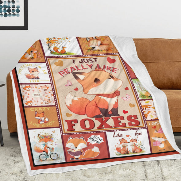 Fox Pattern Blanket Fleece Throw Blanket Super Soft Warm Gifts for Baby Girls Boys Kids Mom Grandma Room Decor