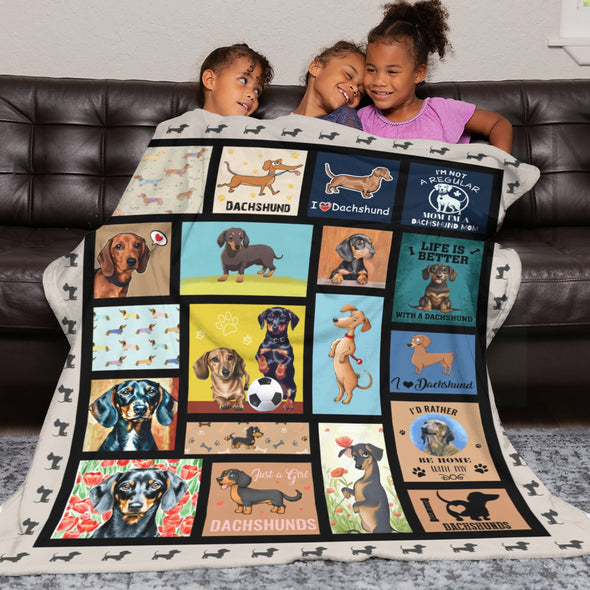 Dachshund Pattern Blanket Fleece Throw Blanket Super Soft Warm Gifts for Baby Girls Boys Kids Mom Grandma Room Decor