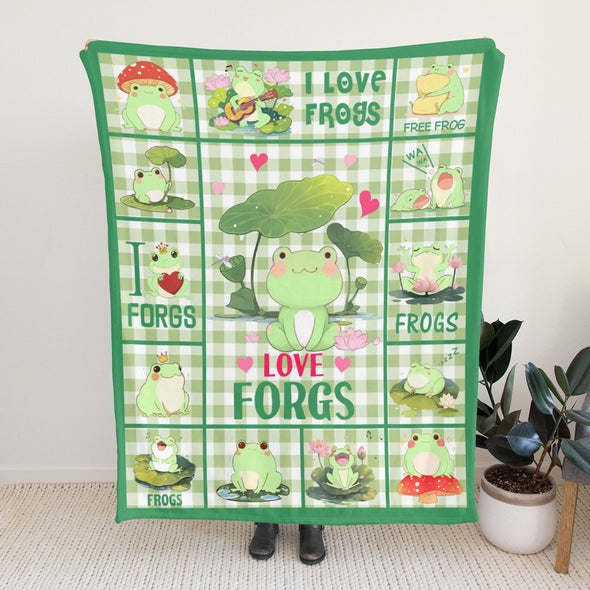 Frog Pattern Blanket Fleece Throw Blanket Super Soft Warm Gifts for Baby Girls Boys Kids Mom Grandma Room Decor