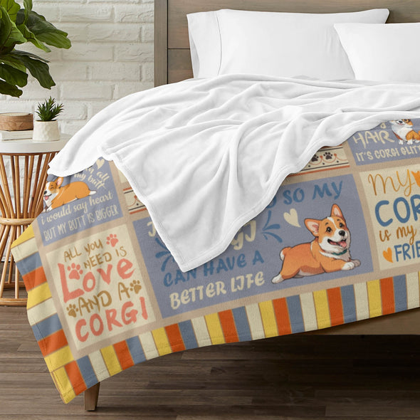 Corgi Blanket Fleece Throw Blanket Super Soft Warm Gifts for Baby Girls Boys Kids Mom Grandma Room Decor
