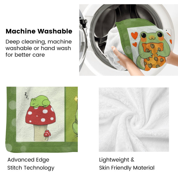 Frog Pattern Blanket Fleece Throw Blanket Super Soft Warm Gifts for Baby Girls Boys Kids Mom Grandma Room Decor