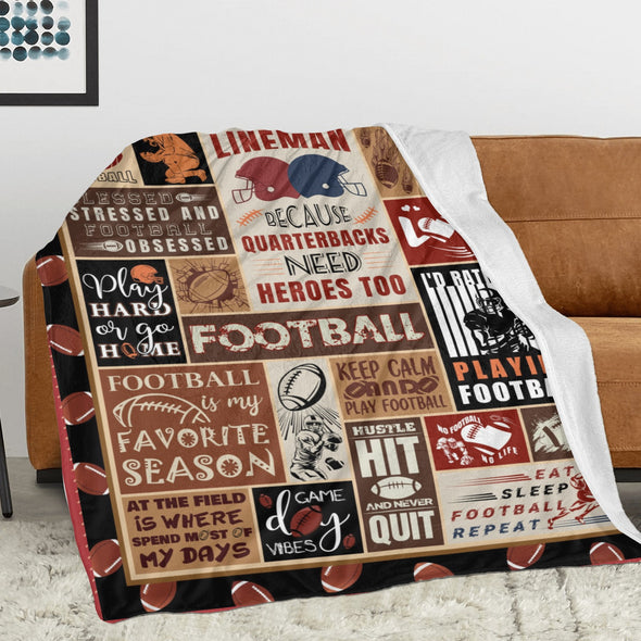 Football Pattern Blanket Fleece Throw Blanket Super Soft Warm Gifts for Baby Girls Boys Kids Mom Grandma Room Decor