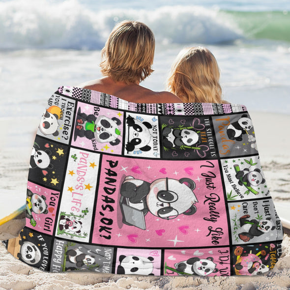 Panda Pattern Blanket Fleece Throw Blanket Super Soft Warm Gifts for Baby Girls Boys Kids Mom Grandma Room Decor