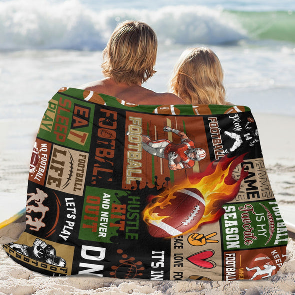 Football Pattern Blanket Fleece Throw Blanket Super Soft Warm Gifts for Baby Girls Boys Kids Mom Grandma Room Decor