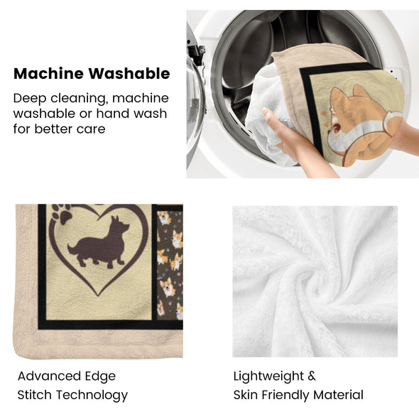 Corgi Blanket Fleece Throw Blanket Super Soft Warm Gifts for Baby Girls Boys Kids Mom Grandma Room Decor