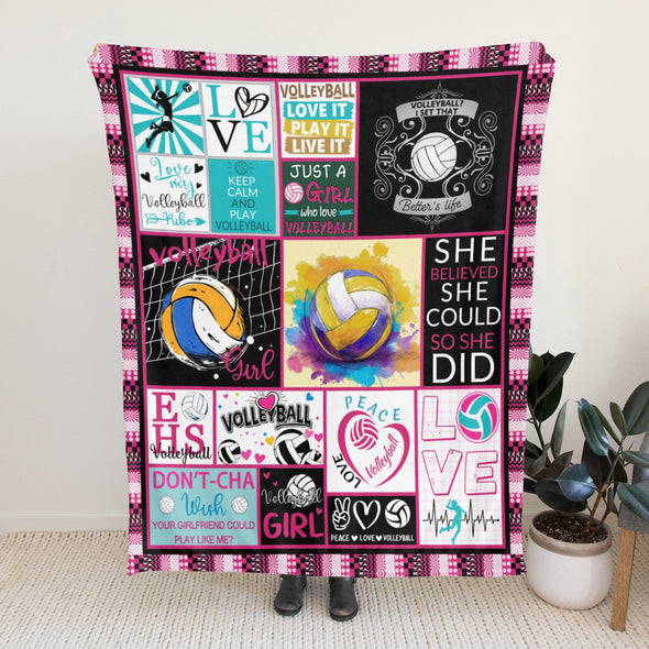 Volleyball Pattern Blanket Fleece Throw Blanket Super Soft Warm Gifts for Baby Girls Boys Kids Mom Grandma Room Decor