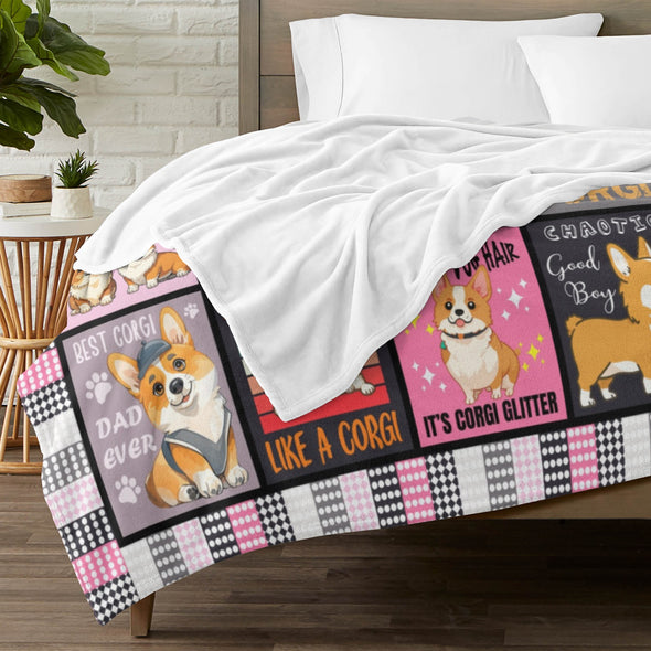 Corgi Blanket Fleece Throw Blanket Super Soft Warm Gifts for Baby Girls Boys Kids Mom Grandma Room Decor
